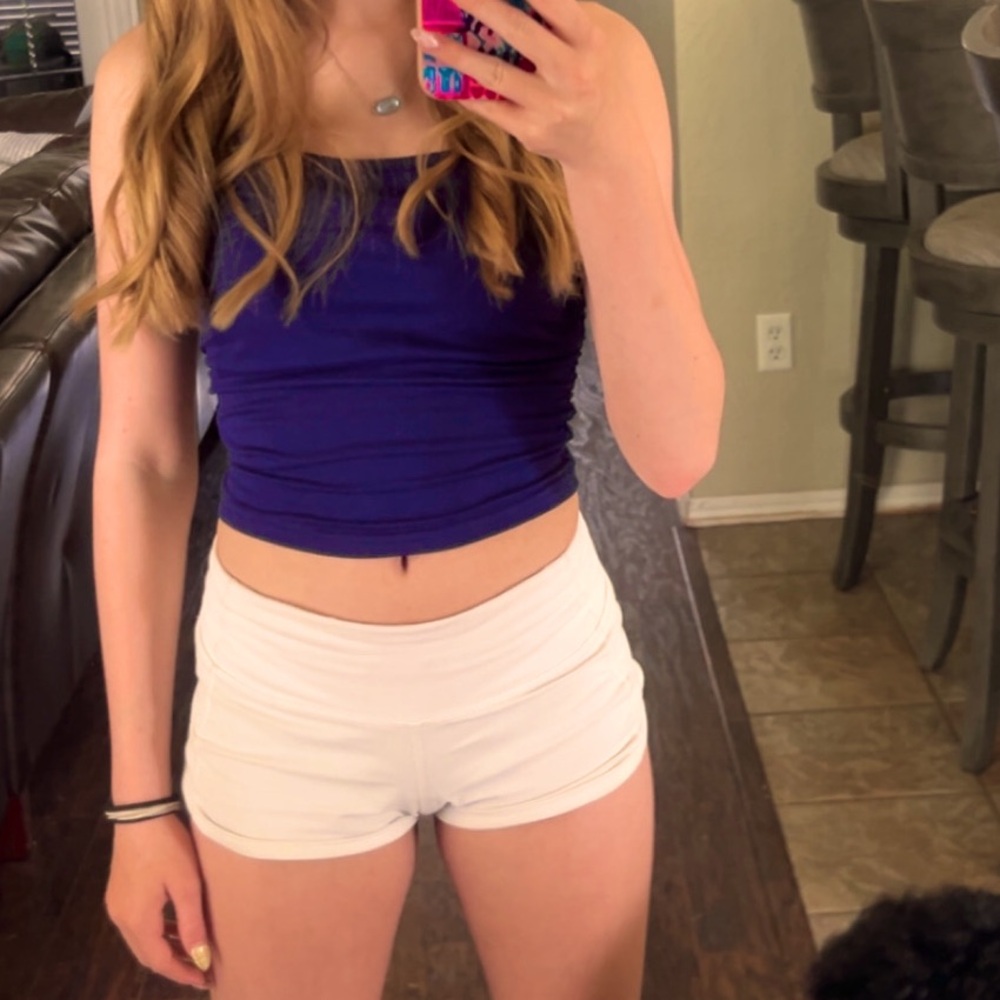 white lululemon speed up shorts